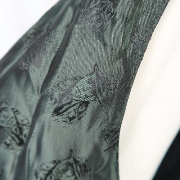 Vintage 80s Retro Design Studios Dark Green Satin Cowboy Print Vest Mens M - Picture 6 of 6